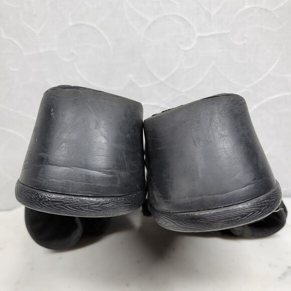 Crocs Cobbler Mules Womens 11 Black Quilted Patent Leather Platform Clogs Work - Picture 9 of 16